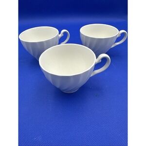 Lot Of 3 Johnson Brothers Regency Swirl Teacups White Ironstone Coffee Cups